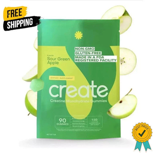 Creatine Monohydrate Gummies for Men & Women ā Sour Green Apple, 90 Count