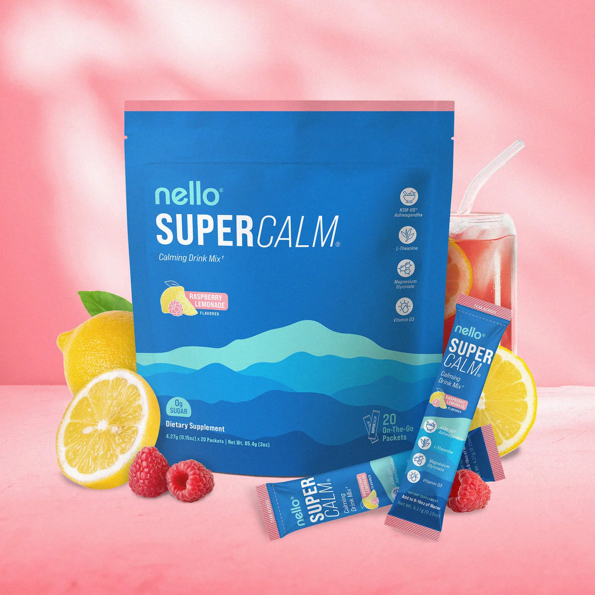 Supracalm Powdered Drink Mix – Raspberry Lemonade, 20 Servings